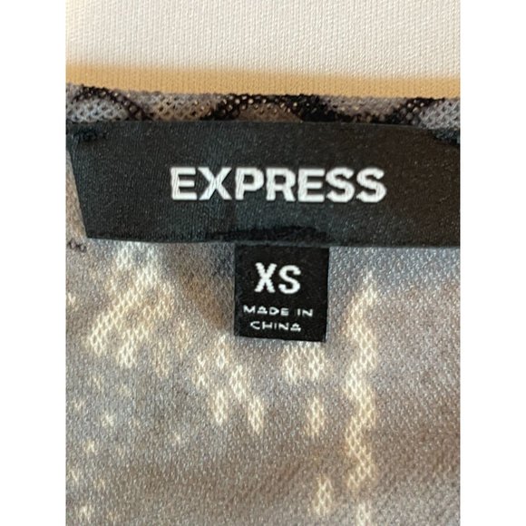 Express Womens Snake Print Mesh Ruffle Tank Top Scoop Neck Gray Black Size XS - Picture 5 of 7